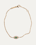Gold Emerald Diamond Evil Eye Bracelet