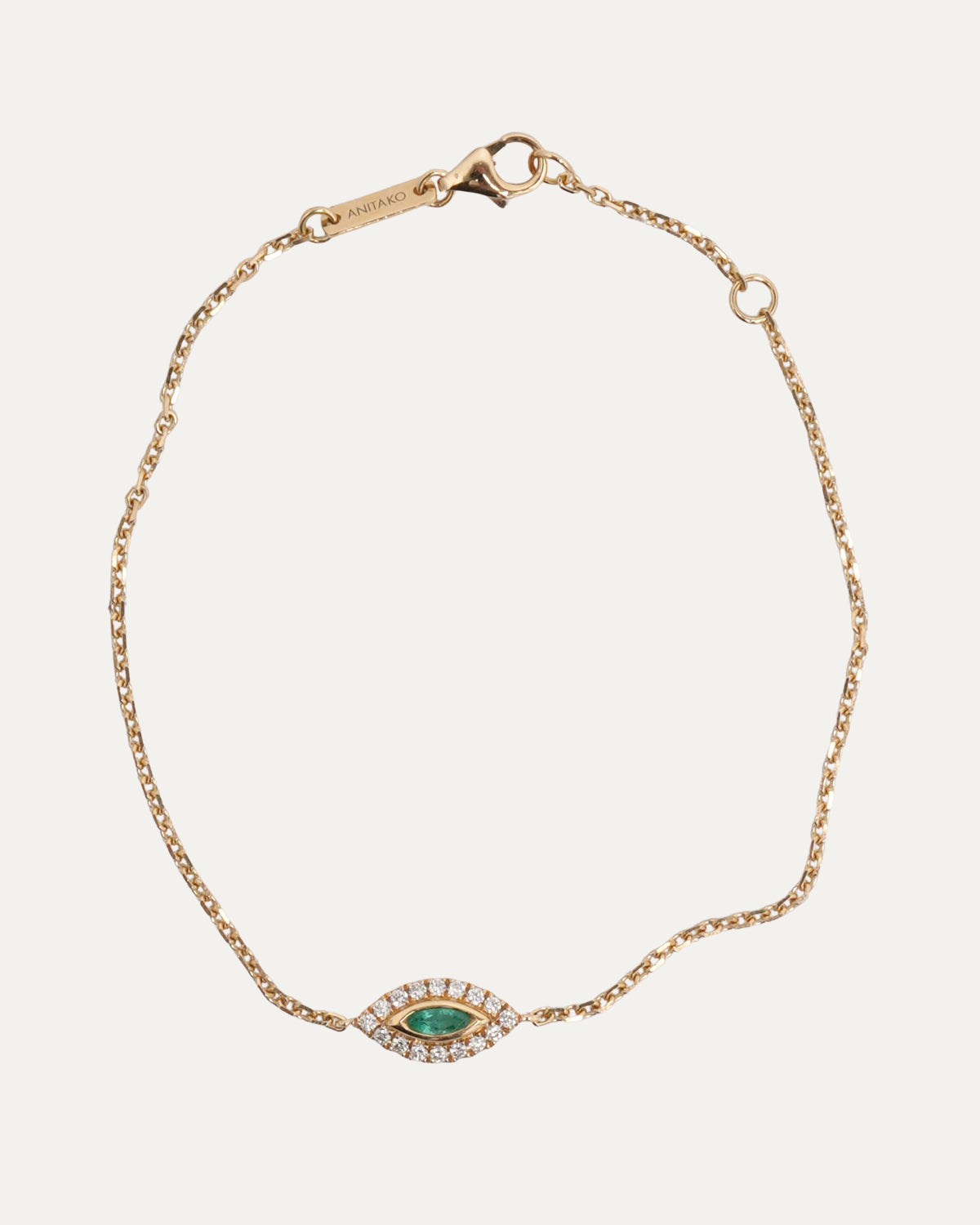 Gold Emerald Diamond Evil Eye Bracelet