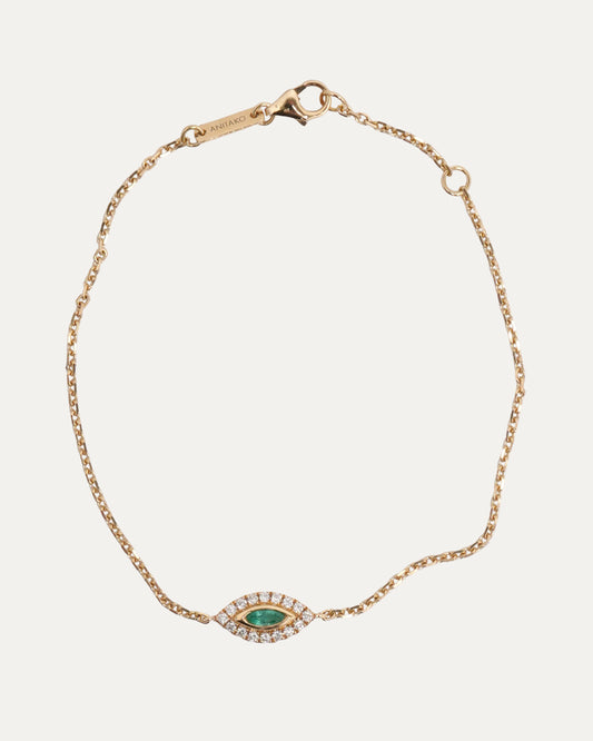 Gold Emerald Diamond Evil Eye Bracelet