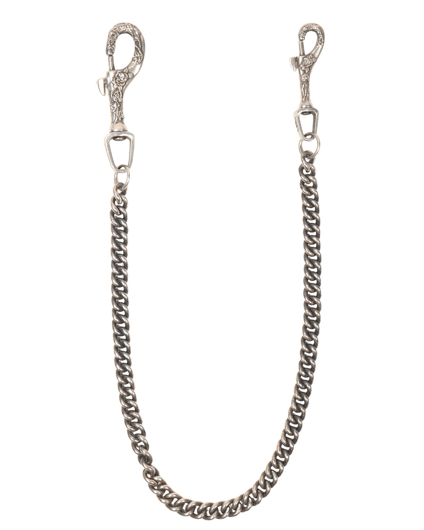 Silver Rose Clip Wallet Chain