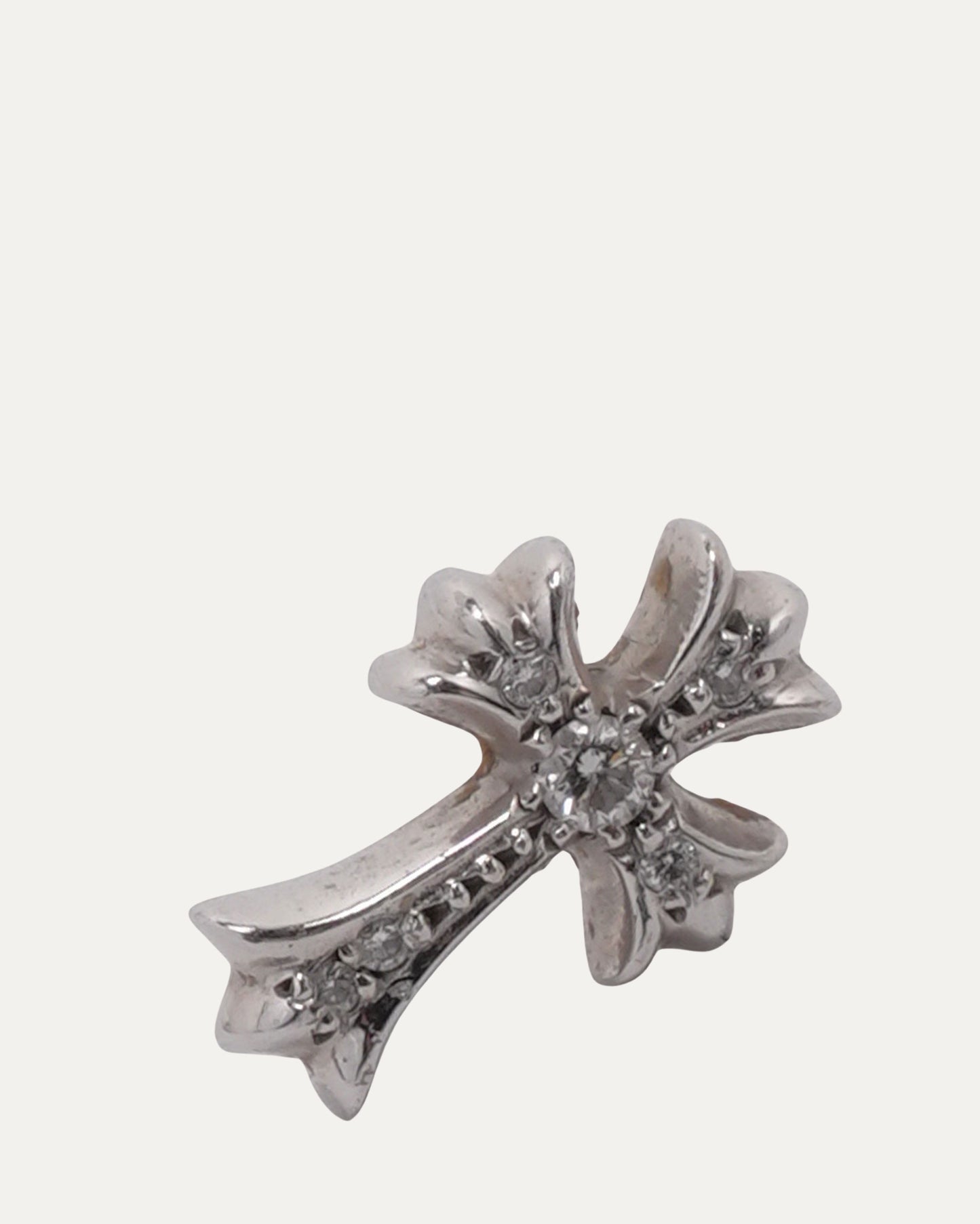 White Gold and Diamond Cross Stud Earring