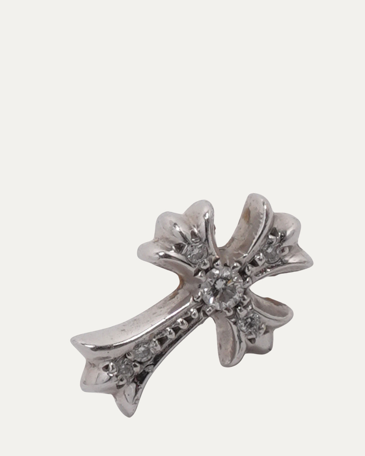 White Gold and Diamond Cross Stud Earring