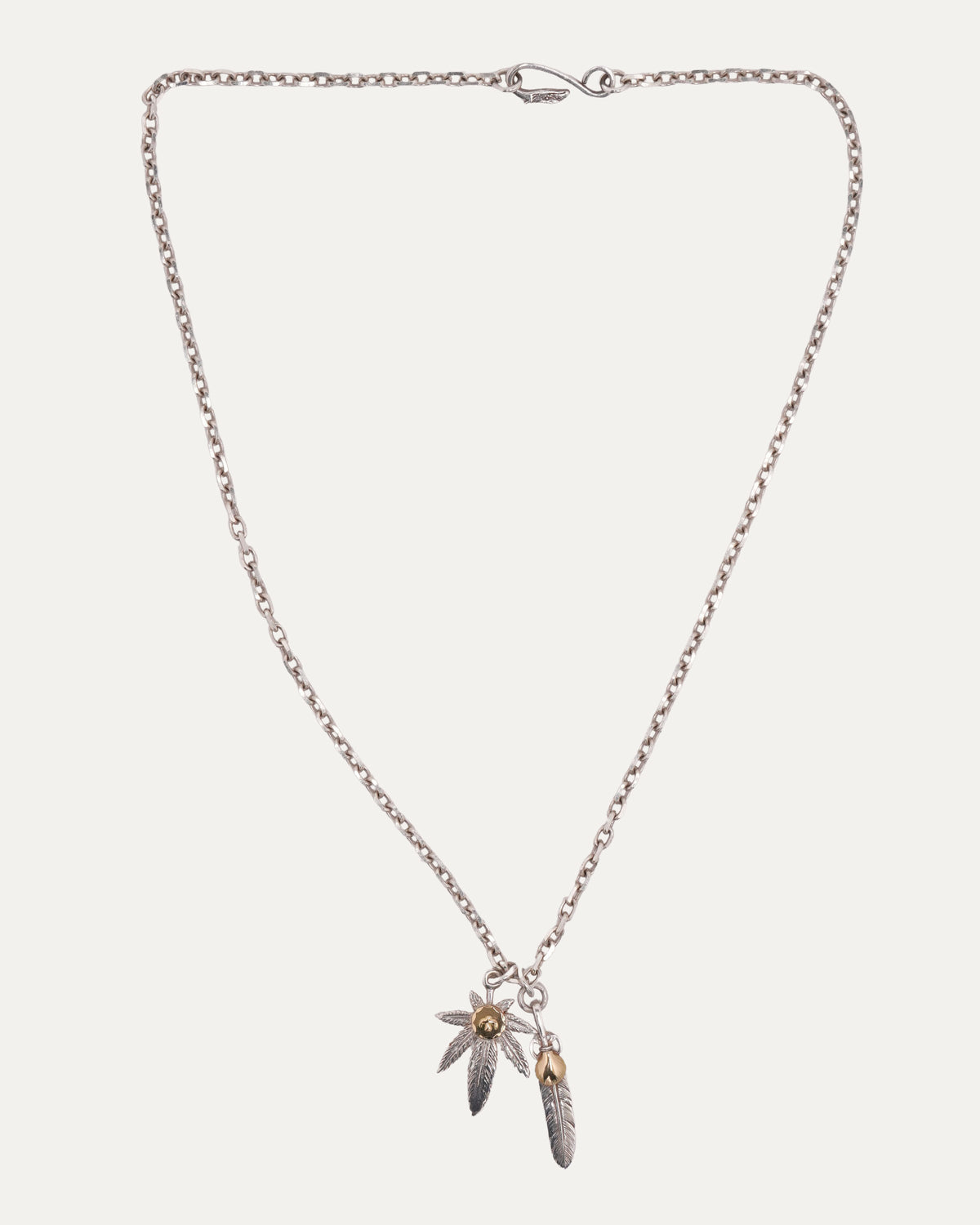Feather and Leaf Pendant Necklace