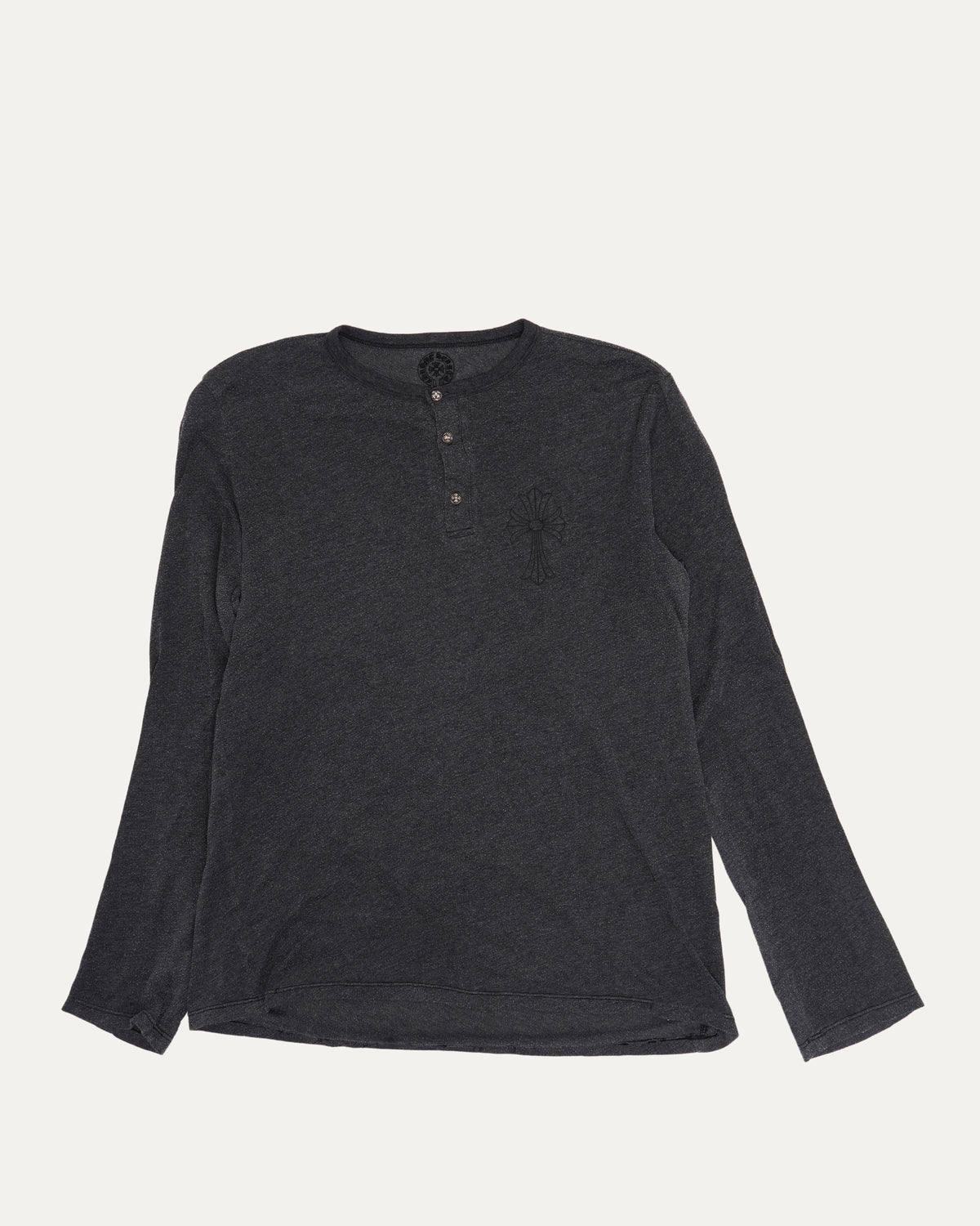 Tonal Cross Henley Long Sleeve T-Shirt