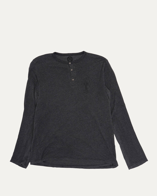 Tonal Cross Henley Long Sleeve T-Shirt