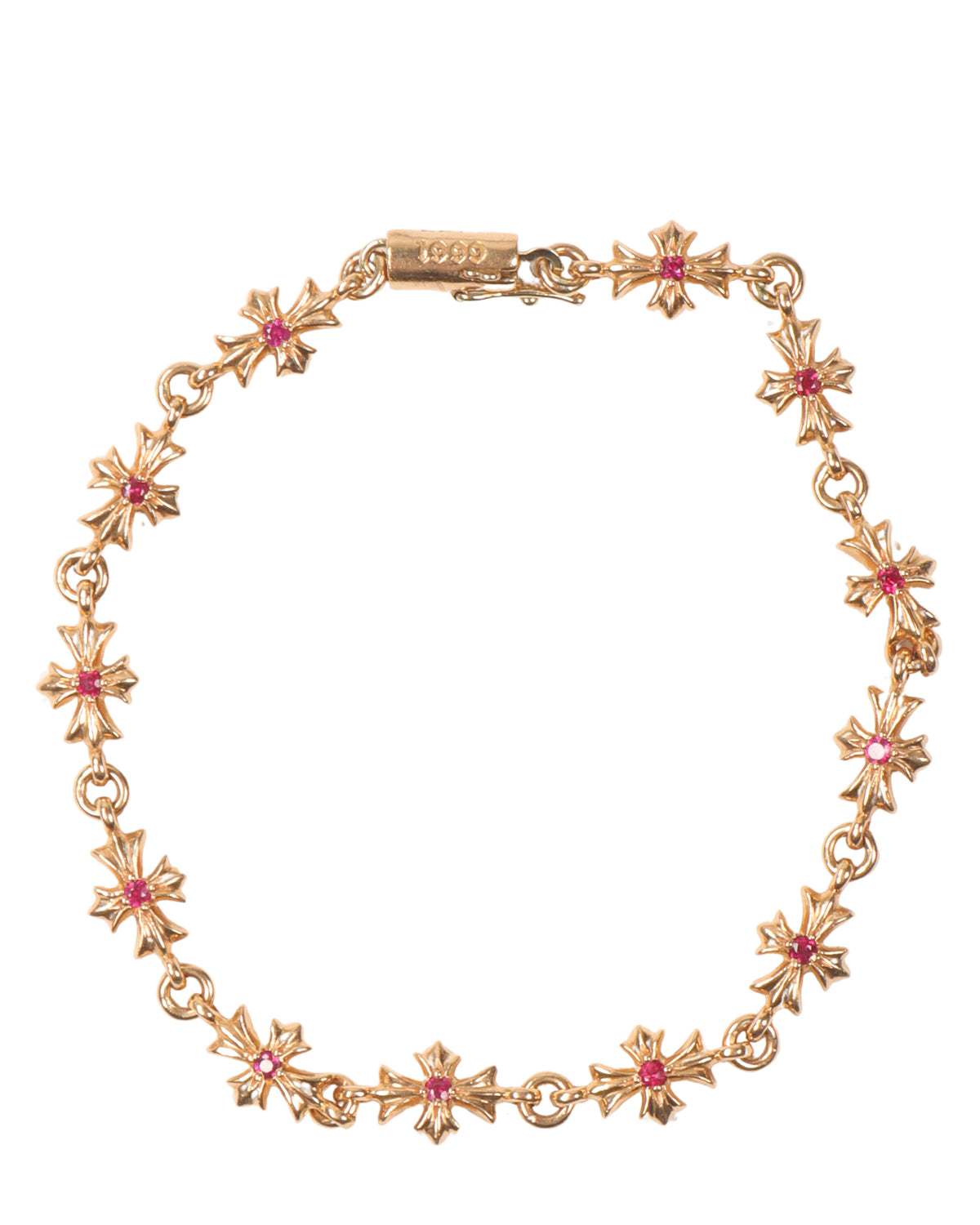 Gold and Ruby Tiny E Bracelet