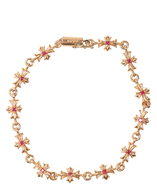 Gold and Ruby Tiny E Bracelet