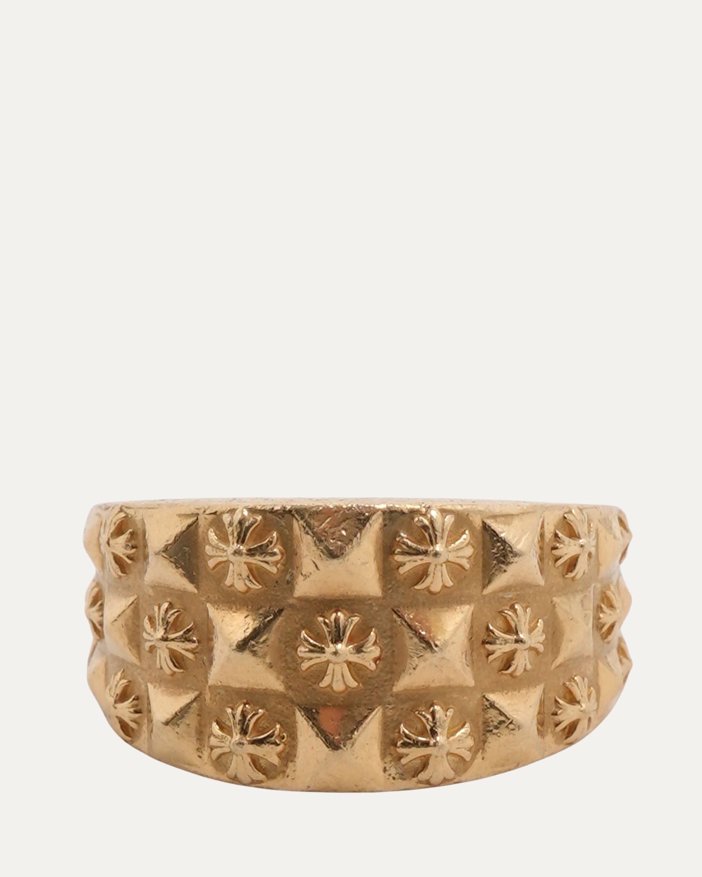 22k Gold Pyramid Cross Studded Ring