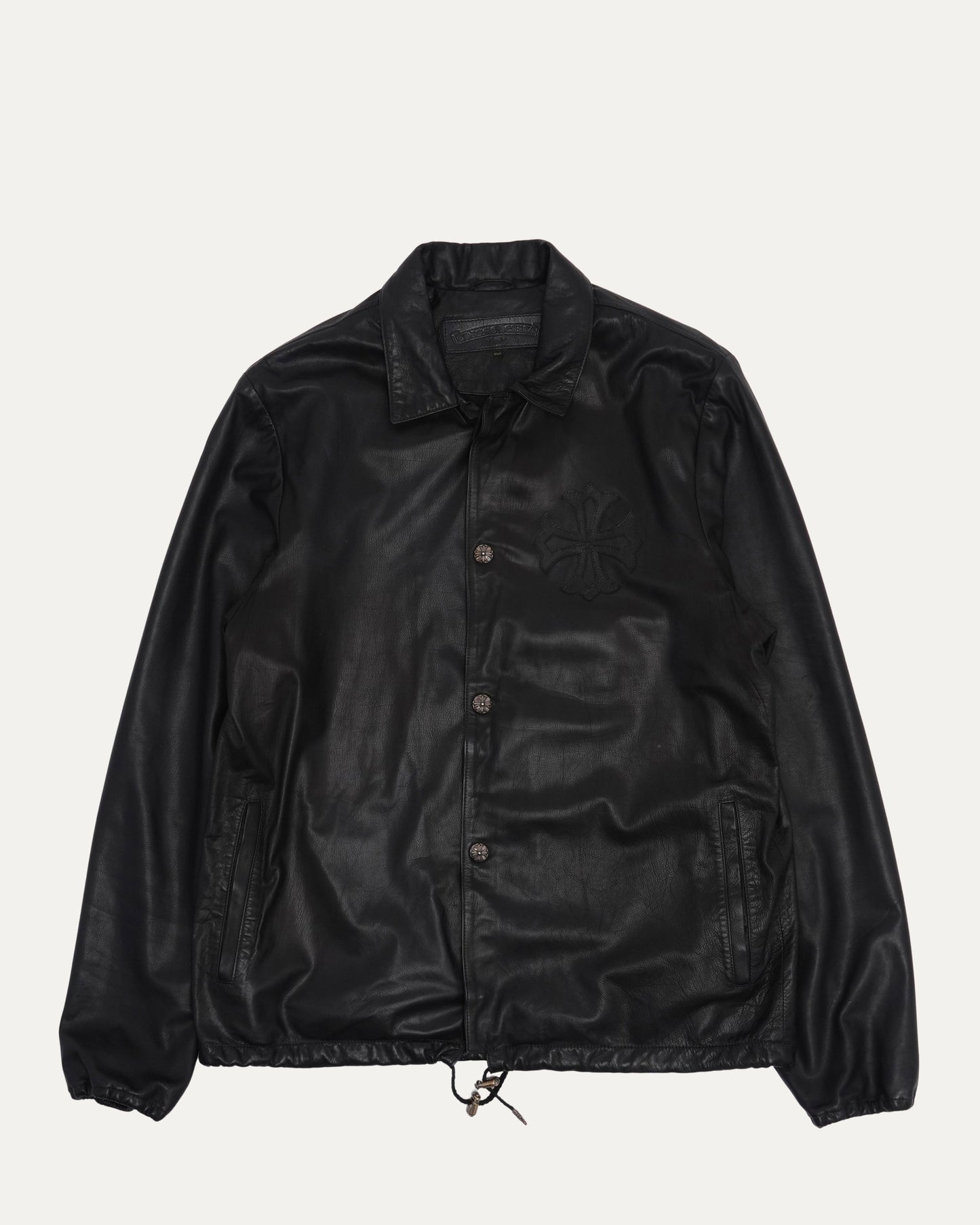 Eye Chart Patch Leather Coach Jacket
