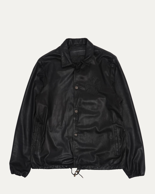 Eye Chart Patch Leather Coach Jacket
