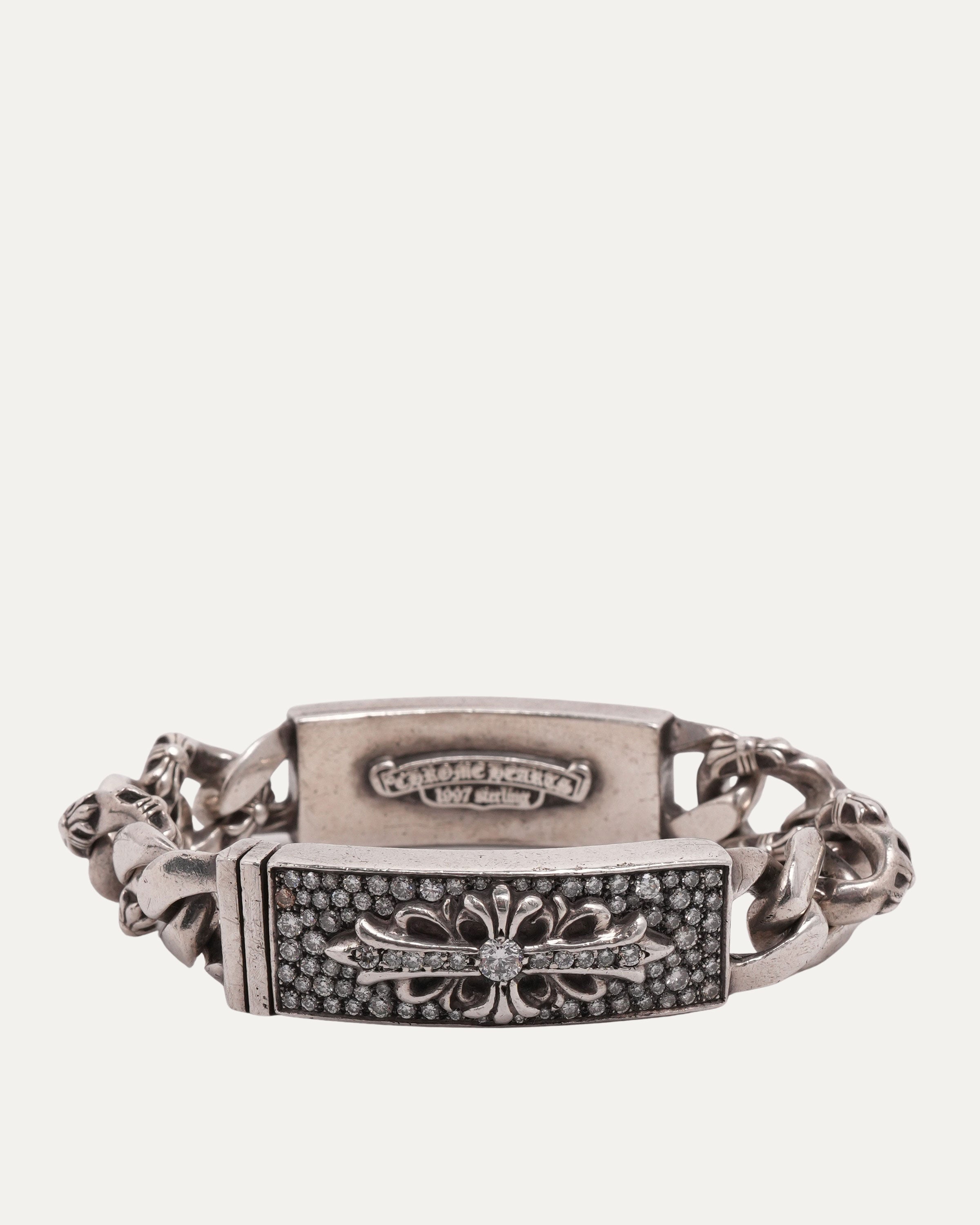 Chrome Hearts Diamond Floral Cross Heart Dagger Double ID Fancy