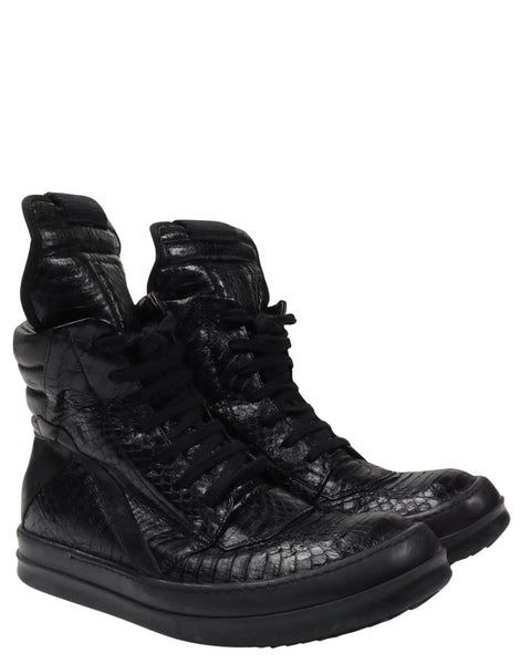 靴 Rick Owens geobasket python Python Geobasket in Black/Natural – SVRN