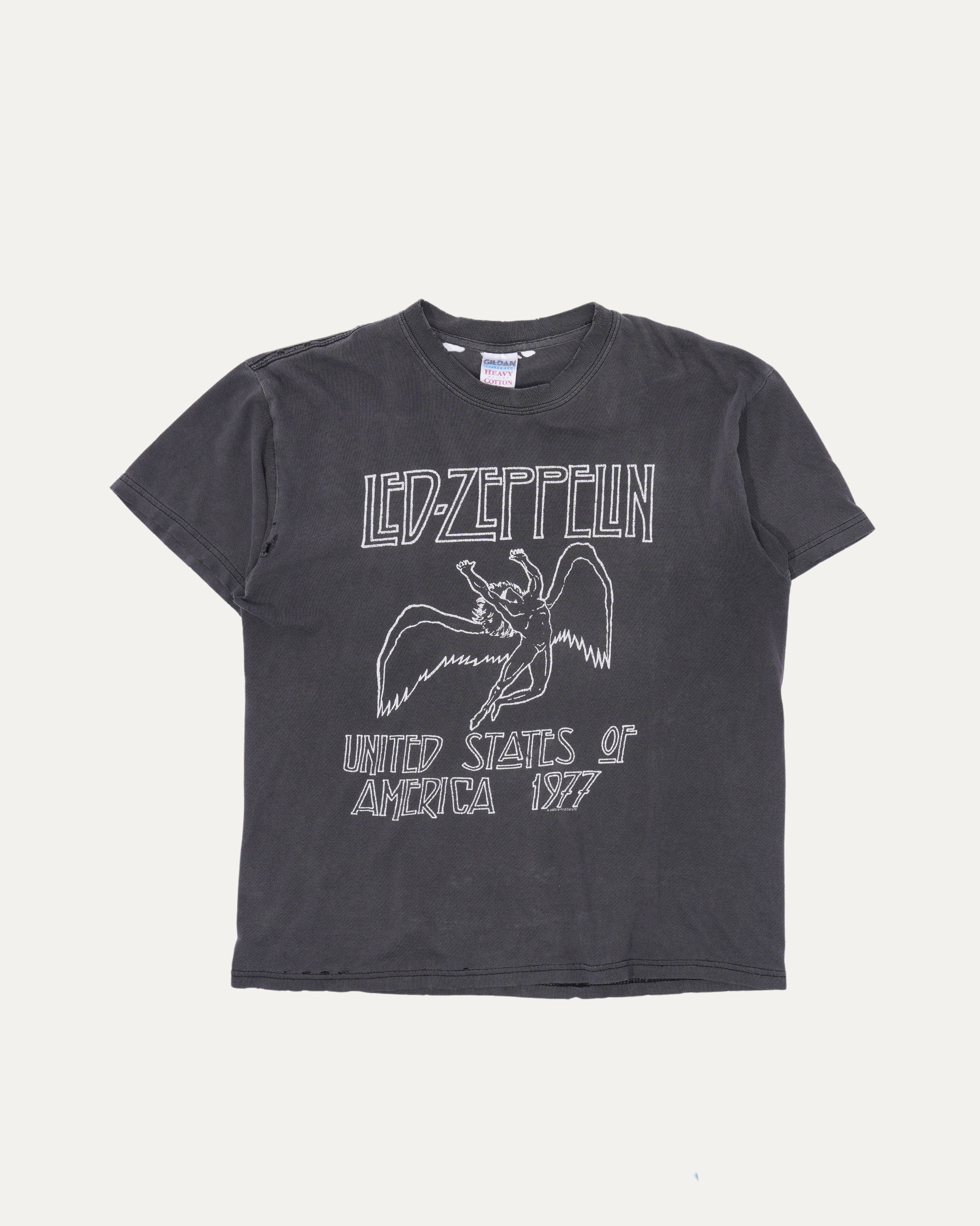 T-Shirt Homme Led Zeppelin - Design America 1977 US Tour - Coton Souple - Noir - Taille S à XXL