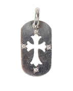 Diamond Cross White Gold Dog Tag Pendant