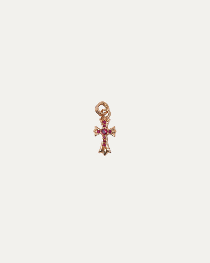 22k Gold Baby Fat Ruby Cross Pendant