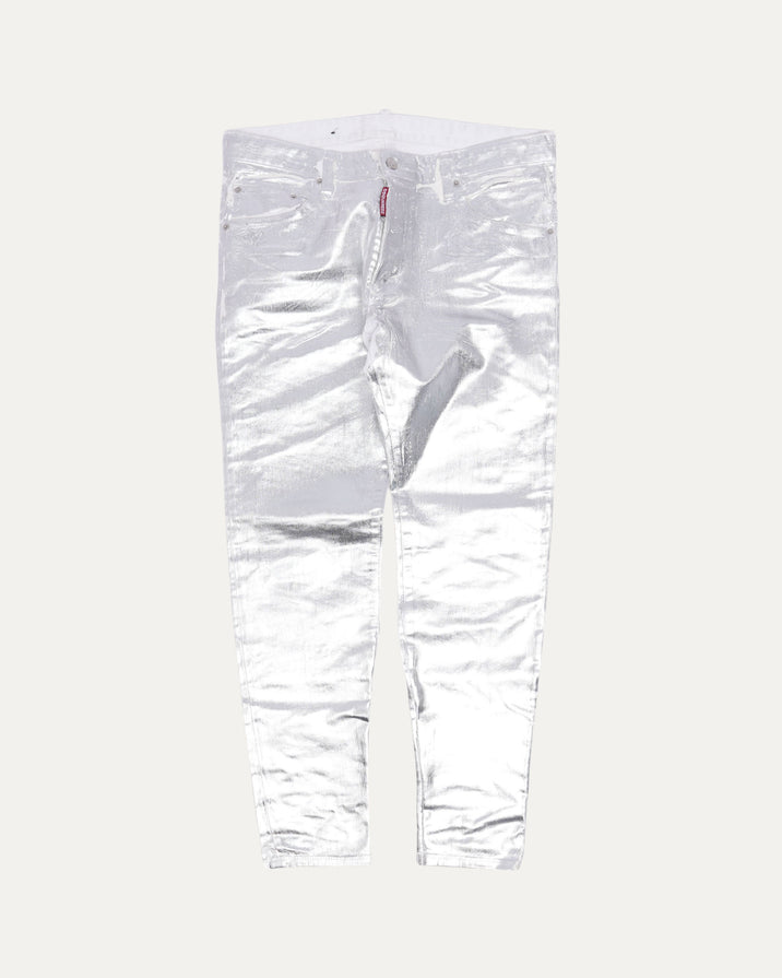 Metallic Coating Skater Jeans