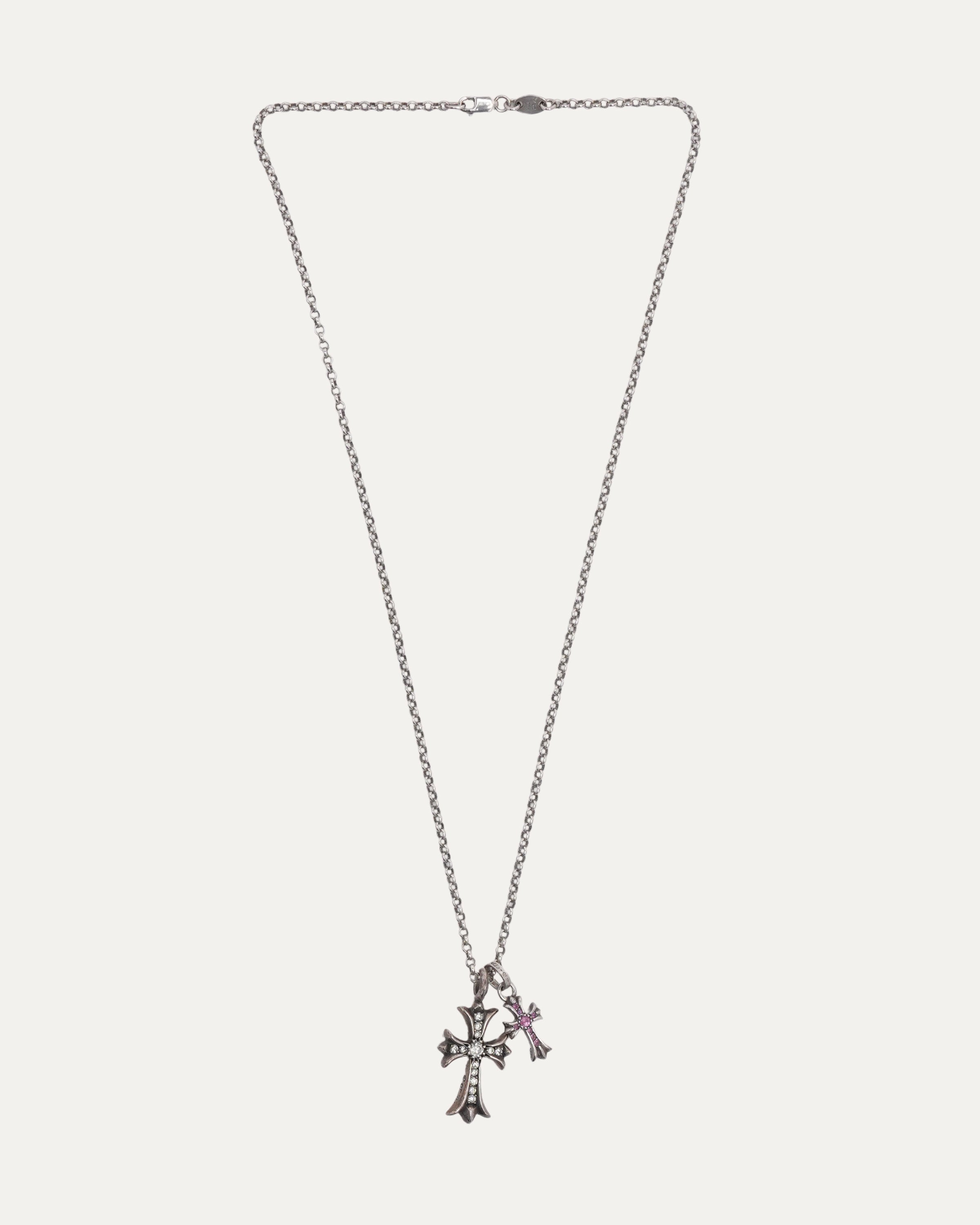 Chrome Hearts Diamond Tiny Fat Pendant and Pink Sapphire Baby Fat