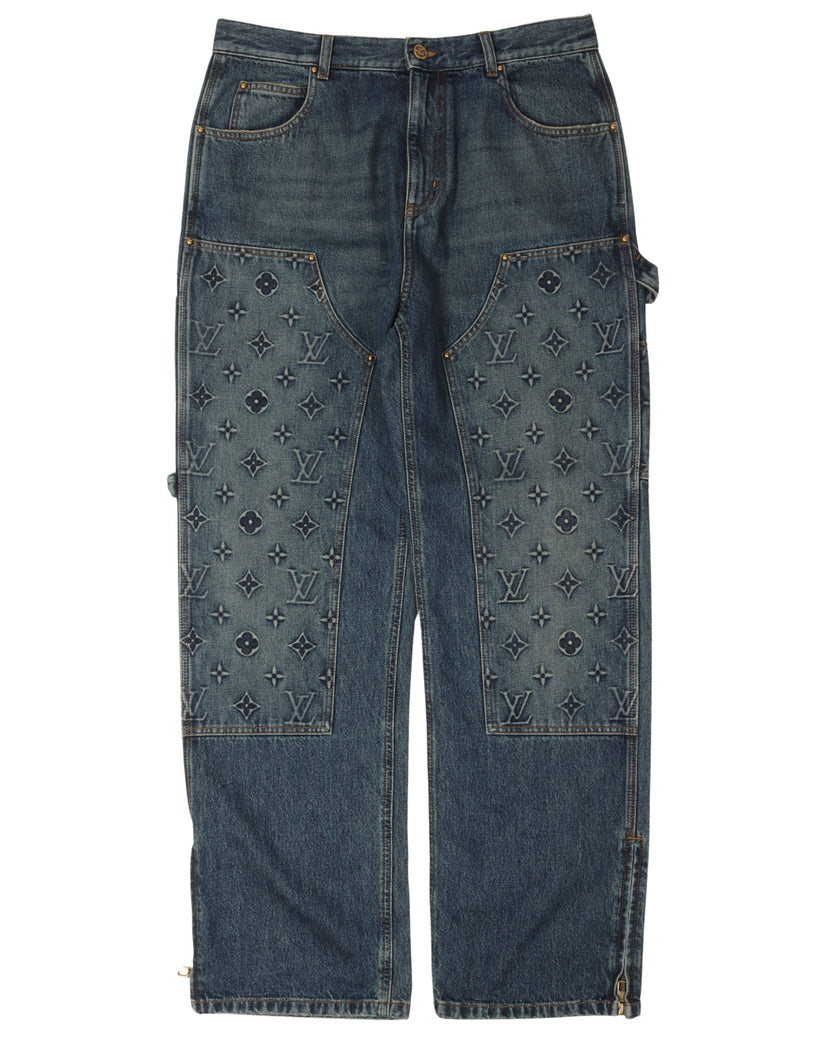Louis Vuitton Frayed Monogram Double Knee Carpenter Pants