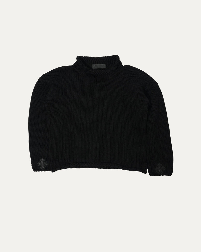 Cross Patch Mock Neck Sweater