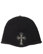 Silver Cross Patch Wool Beanie