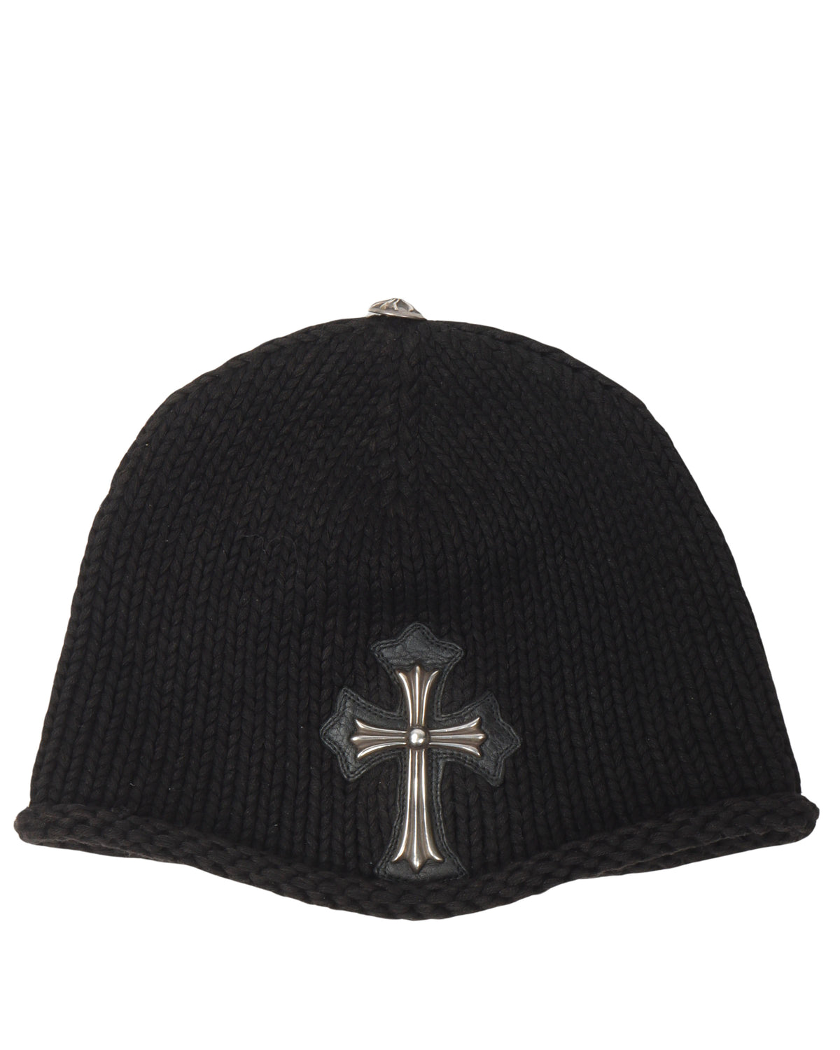 Silver Cross Patch Wool Beanie