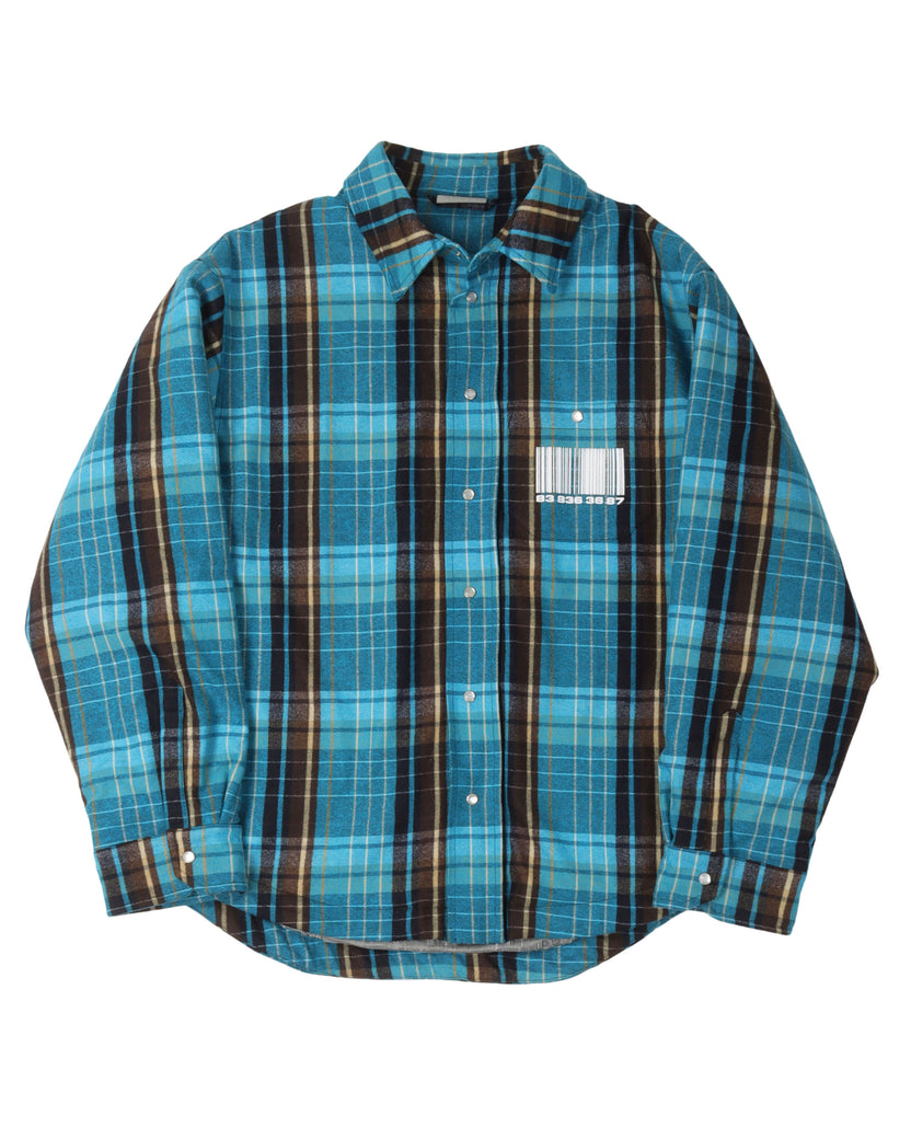 VTMNTS Padded Barcode Checked Shirt