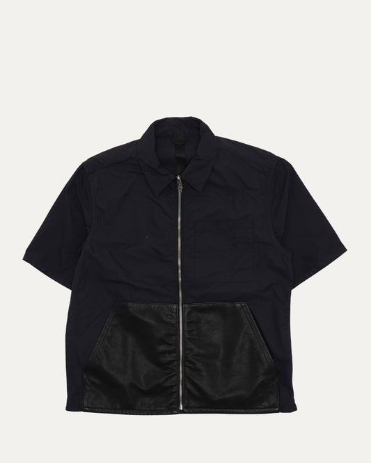 Nylon and Leather Sedated Zipper Shirt