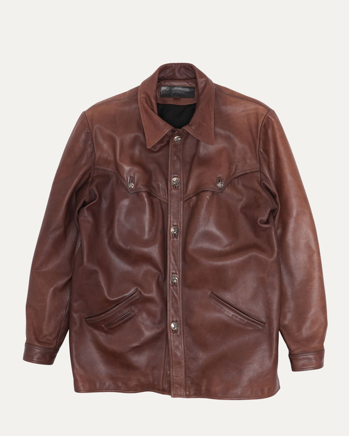 Leather Western Claw Button Jacket
