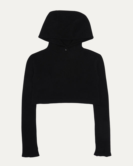 Cross Patch Cashmere Cropped Hooded Sweater