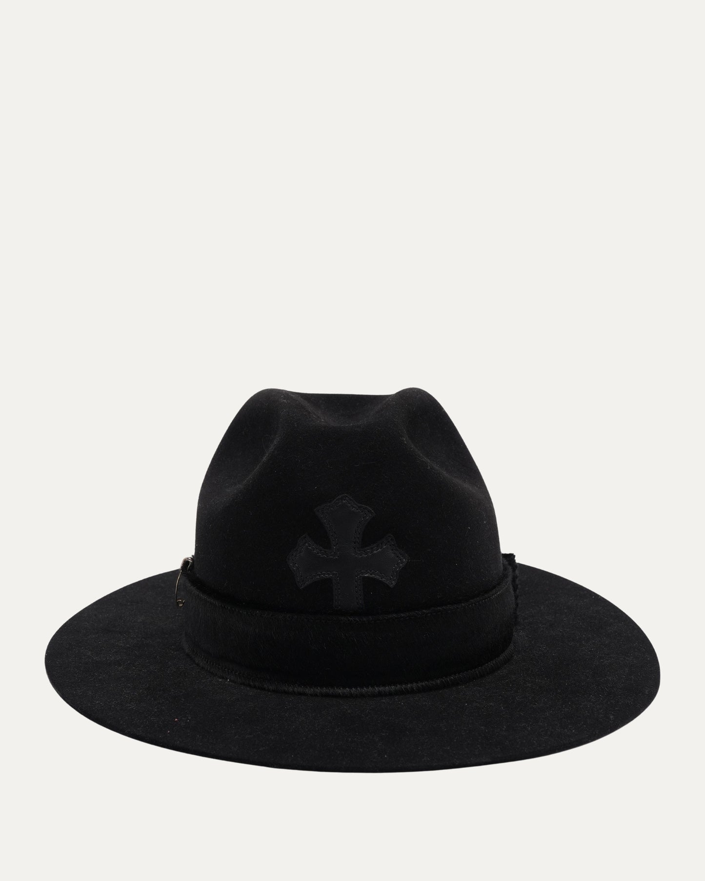 Safety Pin Embellished Cross Patch Fedora
