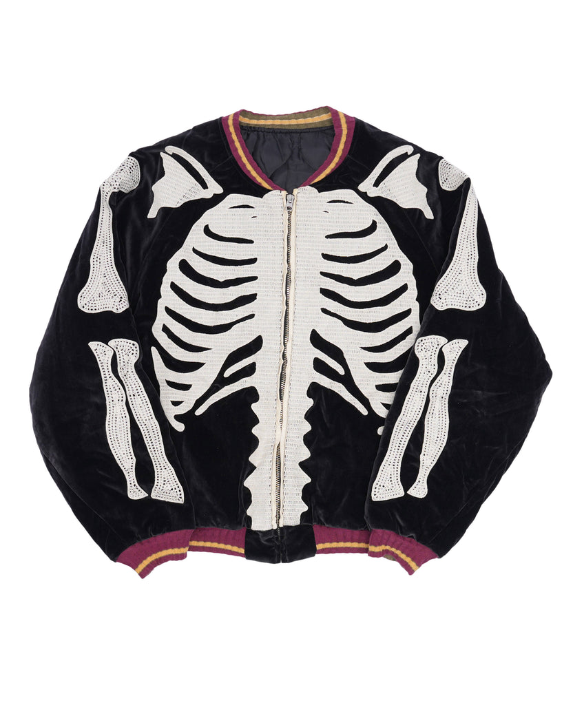 Velveteen Bone Embroidered Souvenir Jacket