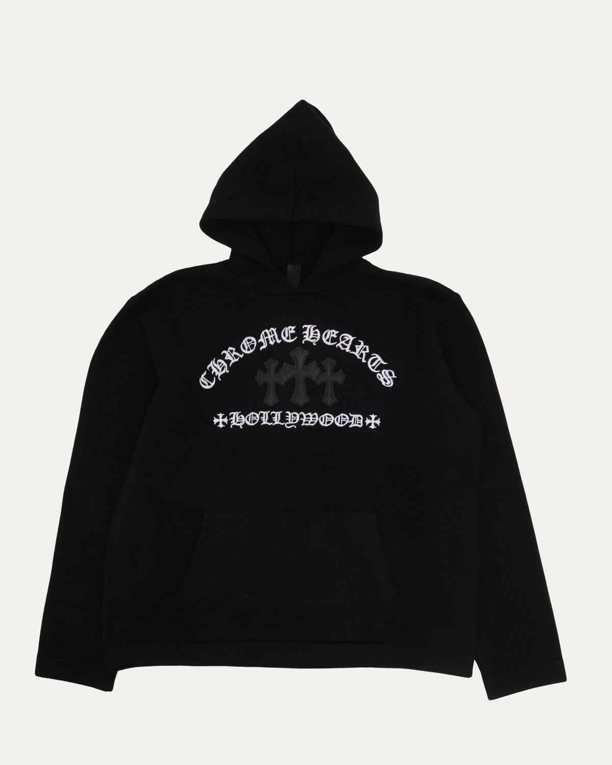 Cross Patch Cashmere Blend Hooded Sweater