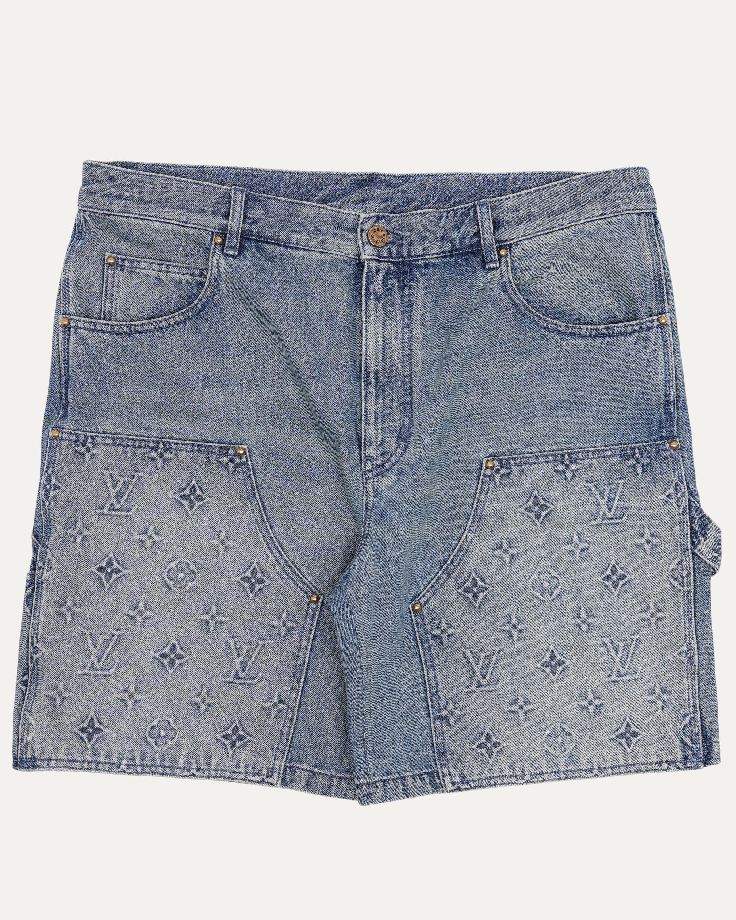 Monogram Double Knee Denim Shorts