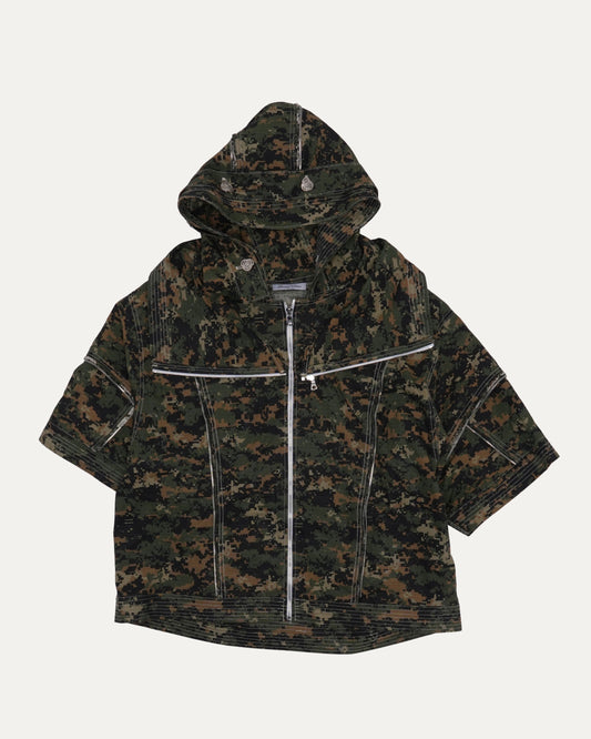 Camouflage Hooded Short Sleeve Jacket