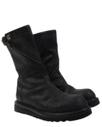 Rick Owens Blistered Leather Spiral Zip Creeper Boots