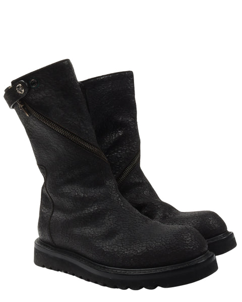 靴 10AW Rick Owens Blistered Creeper Boots Chrome Hearts Rick Owens Blistered Leather Spiral Zip Creeper