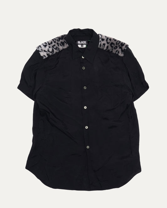 BLACK Faux Fur Trim Shirt