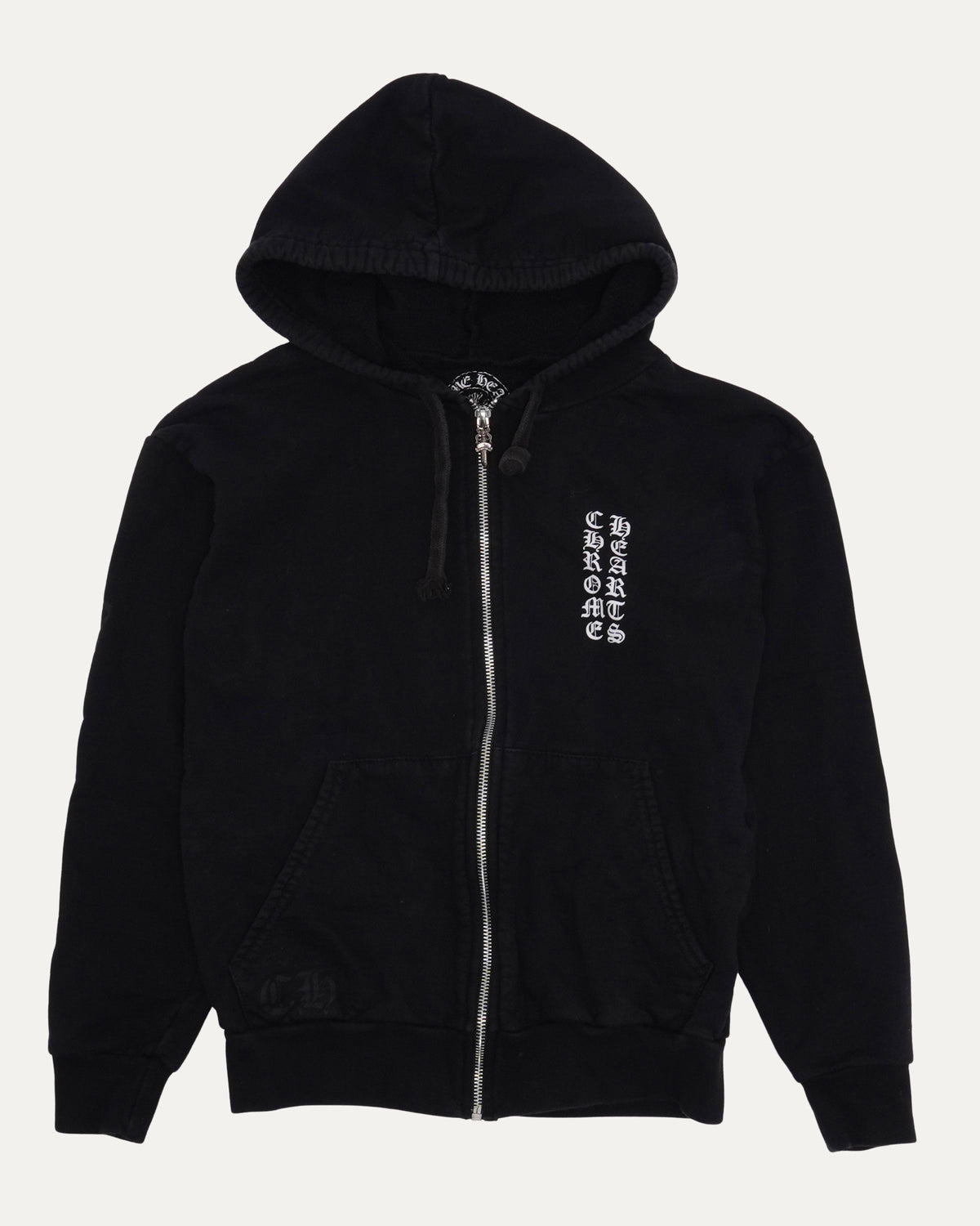 Tonal Cross Vertical Logo Zip Up Hoodie