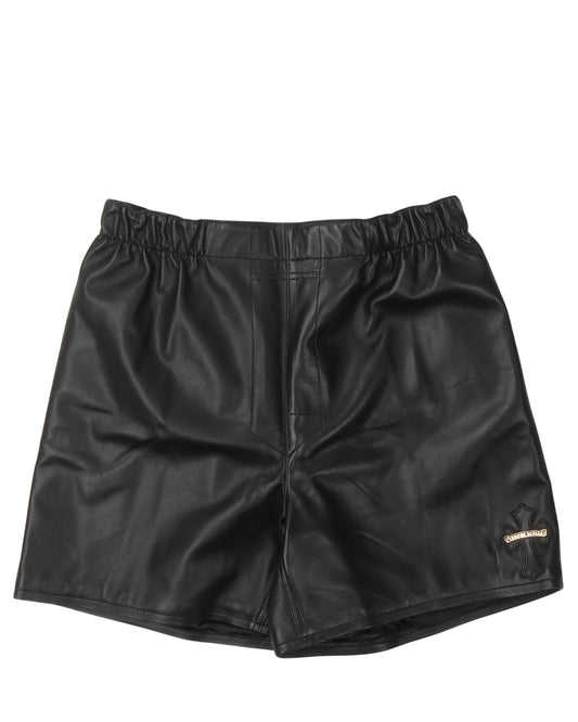 Lamb Leather Cross Patch Shorts