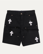 Cross Patch Cutoff Double Knee Shorts