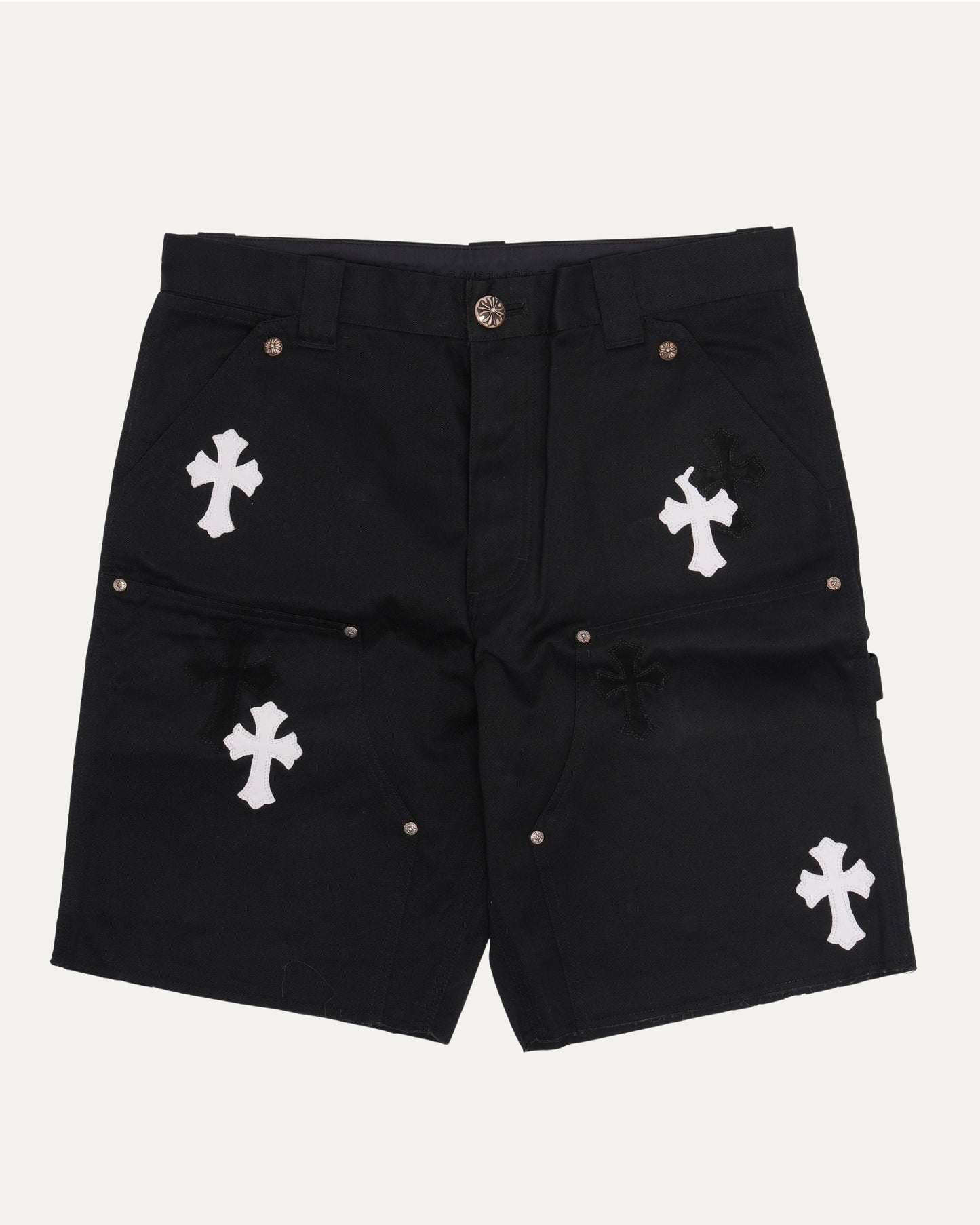 Cross Patch Cutoff Double Knee Shorts
