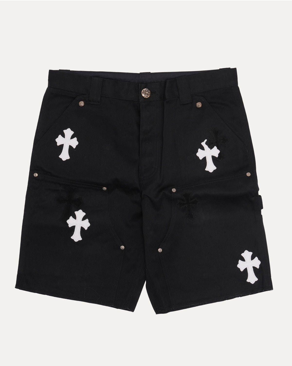 Cross Patch Cutoff Double Knee Shorts
