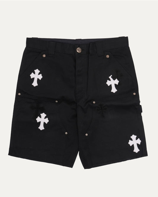 Cross Patch Cutoff Double Knee Shorts