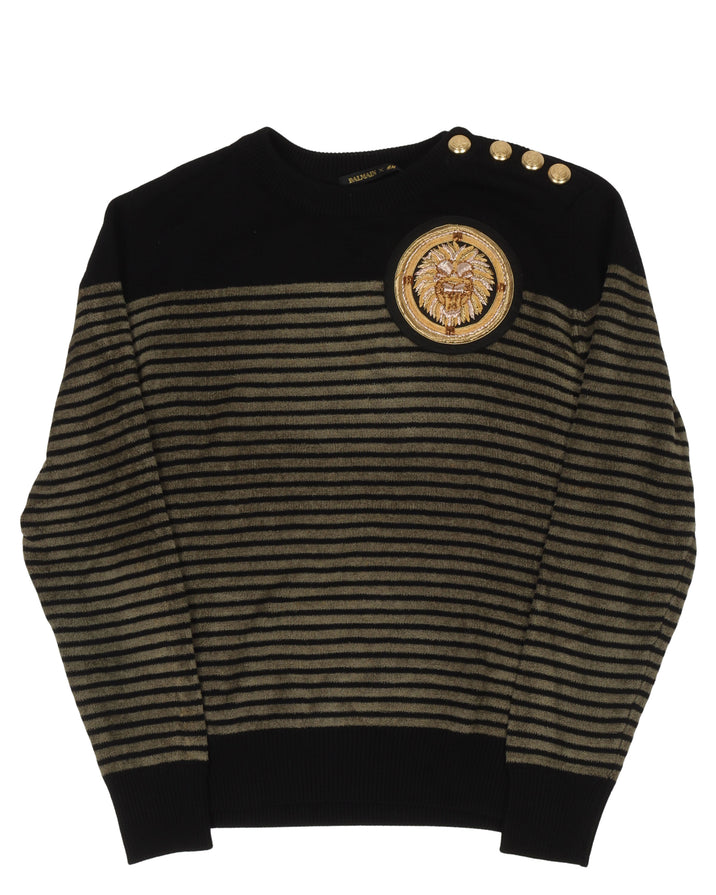 H&M Embroidered Striped Sweater