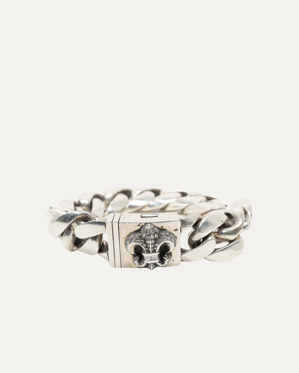 Diamond Fleur Box Cuban ID Bracelet