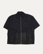 Nylon Leather Sedated Zipper Shirt