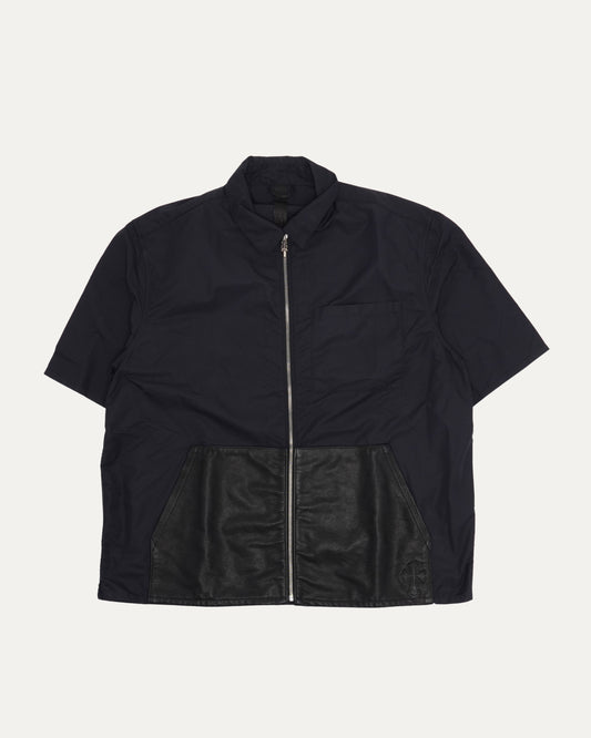Nylon Leather Sedated Zipper Shirt