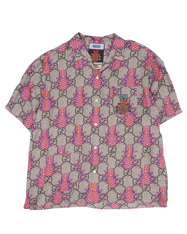 Pineapple Monogram Silk Shirt