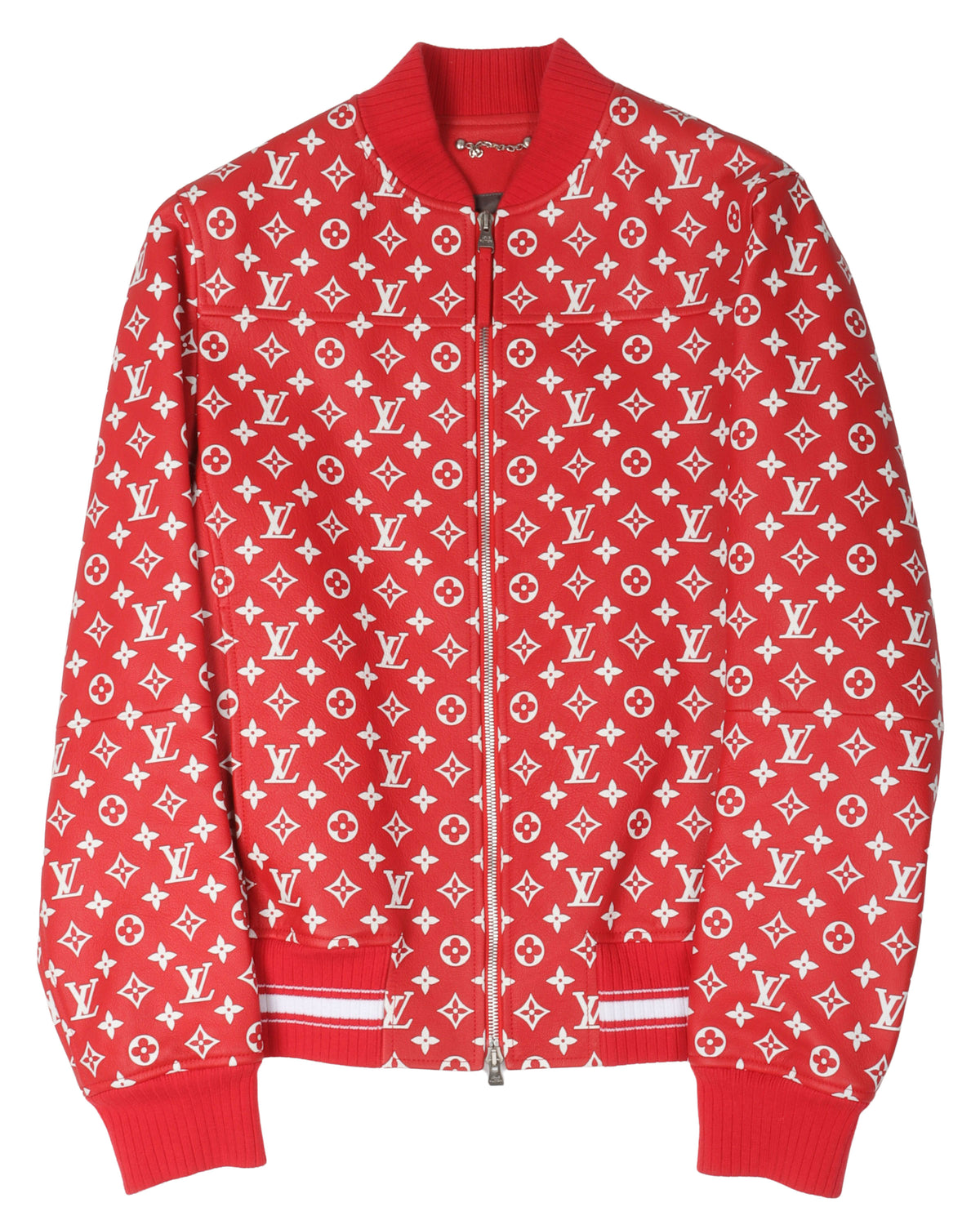 Supreme Leather Monogram Bomber Jacket