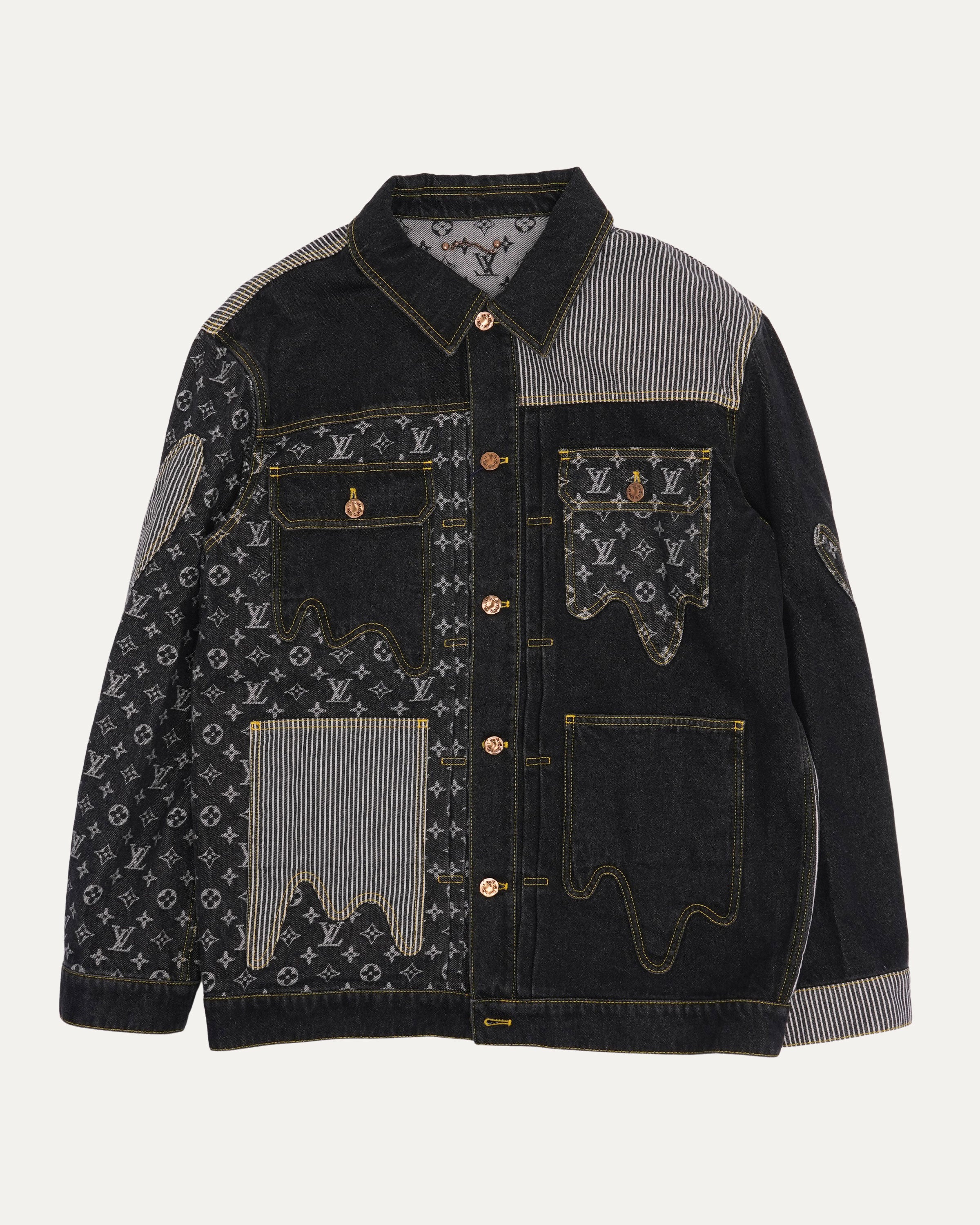 LOUIS VUITTON ルイヴィトン 22SS Monogram Crazy Denim Workwear Jacket 1A9K64 モノグラムクレイジーデニムジャケット カバーオール Louis Vuitton Nigo Monogram Crazy Denim Workwear Jacket – Justin Reed